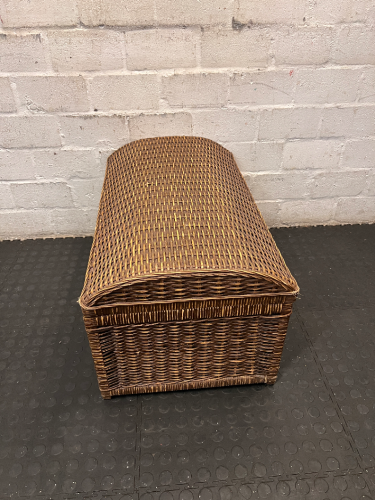 Rustic Domed Wicker Storage Trunk - 2ndhandwarehouse.com