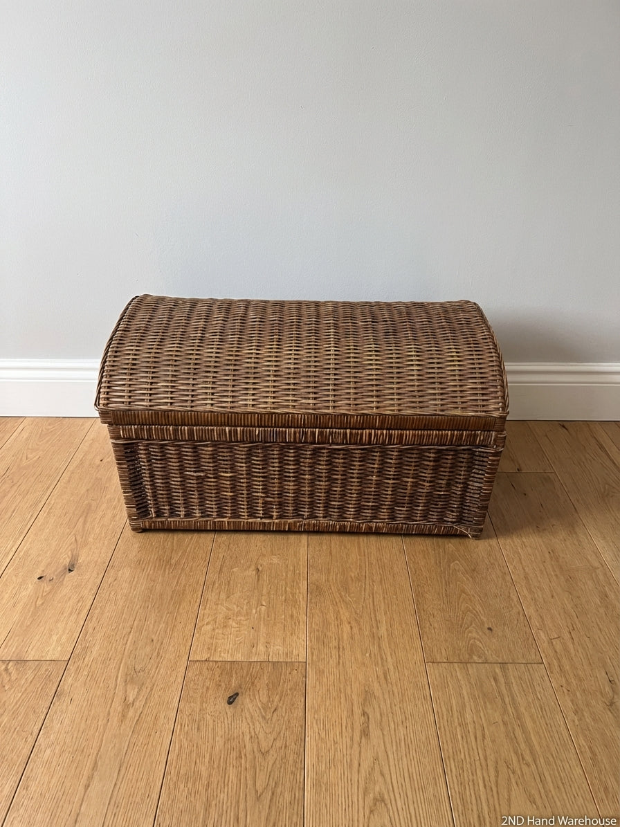 Rustic Domed Wicker Storage Trunk - 2ndhandwarehouse.com