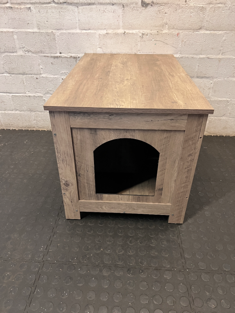 Rustic Grey Wood-Look Cat Litter Box Enclosure Cabinet - 2ndhandwarehouse.com