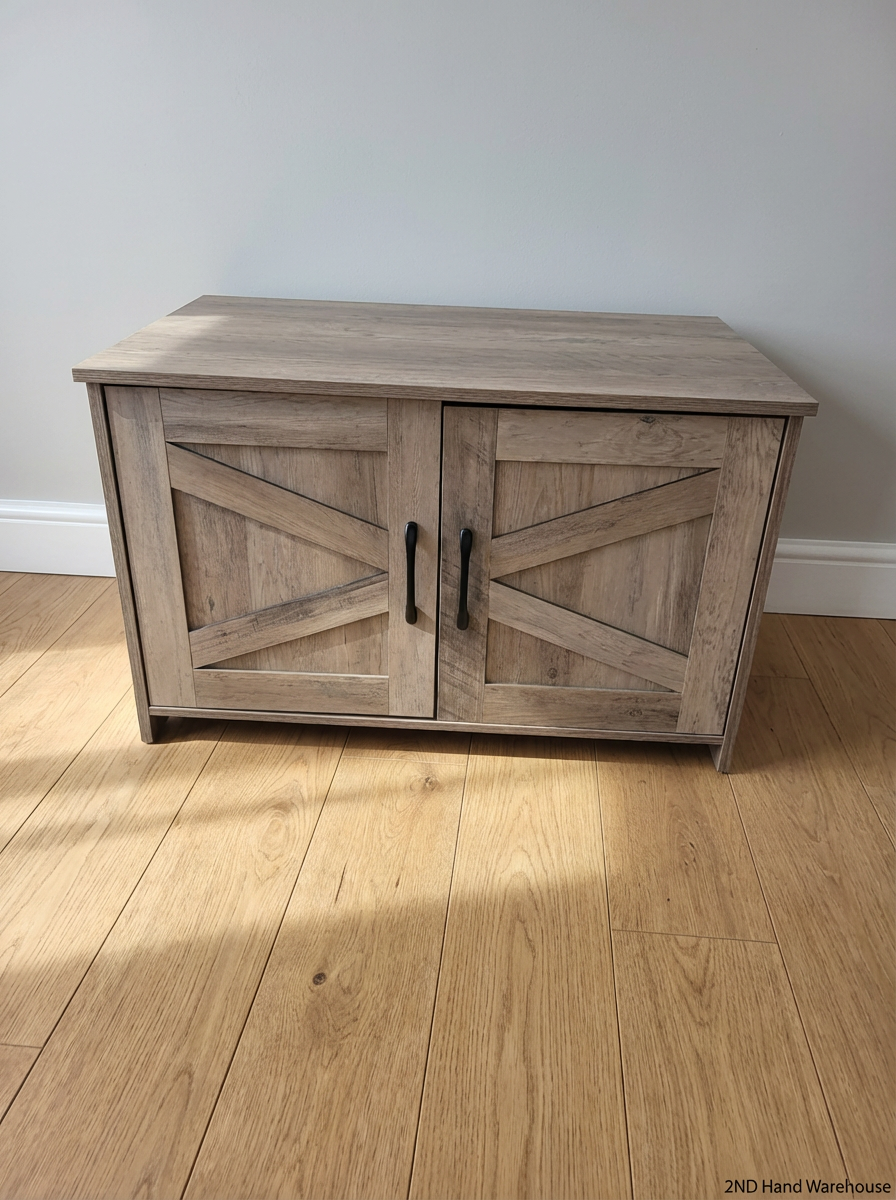 Rustic Grey Wood-Look Cat Litter Box Enclosure Cabinet - 2ndhandwarehouse.com