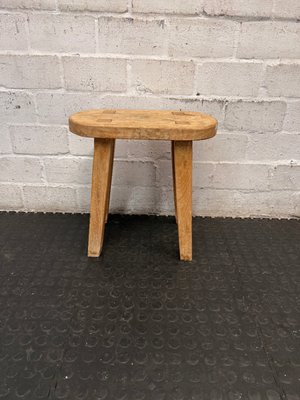 Rustic Oval Wooden Side Table Stool — Well Used Condition - 2ndhandwarehouse.com