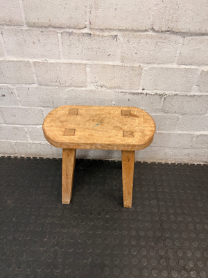 Rustic Oval Wooden Side Table Stool — Well Used Condition - 2ndhandwarehouse.com