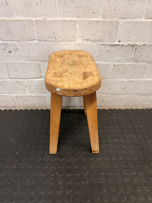 Rustic Oval Wooden Side Table Stool — Well Used Condition - 2ndhandwarehouse.com