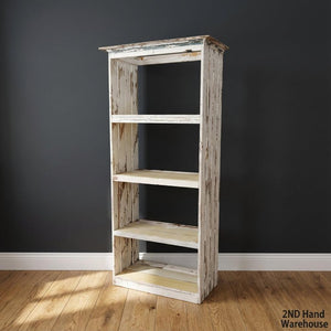 Rustic Shabby Chic Wooden Bookshelf | Distressed White Display Unit 2m x 80 x 40cm