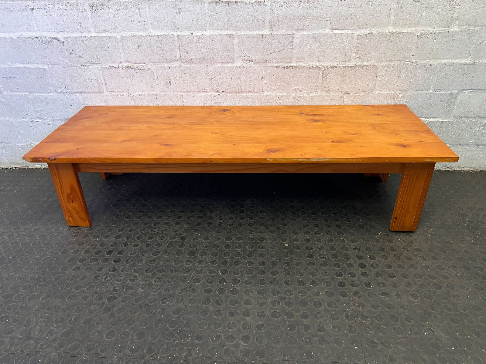Rustic Solid Pine Coffee Table – Vintage Charm, Minor Scratches 140 x 50cm