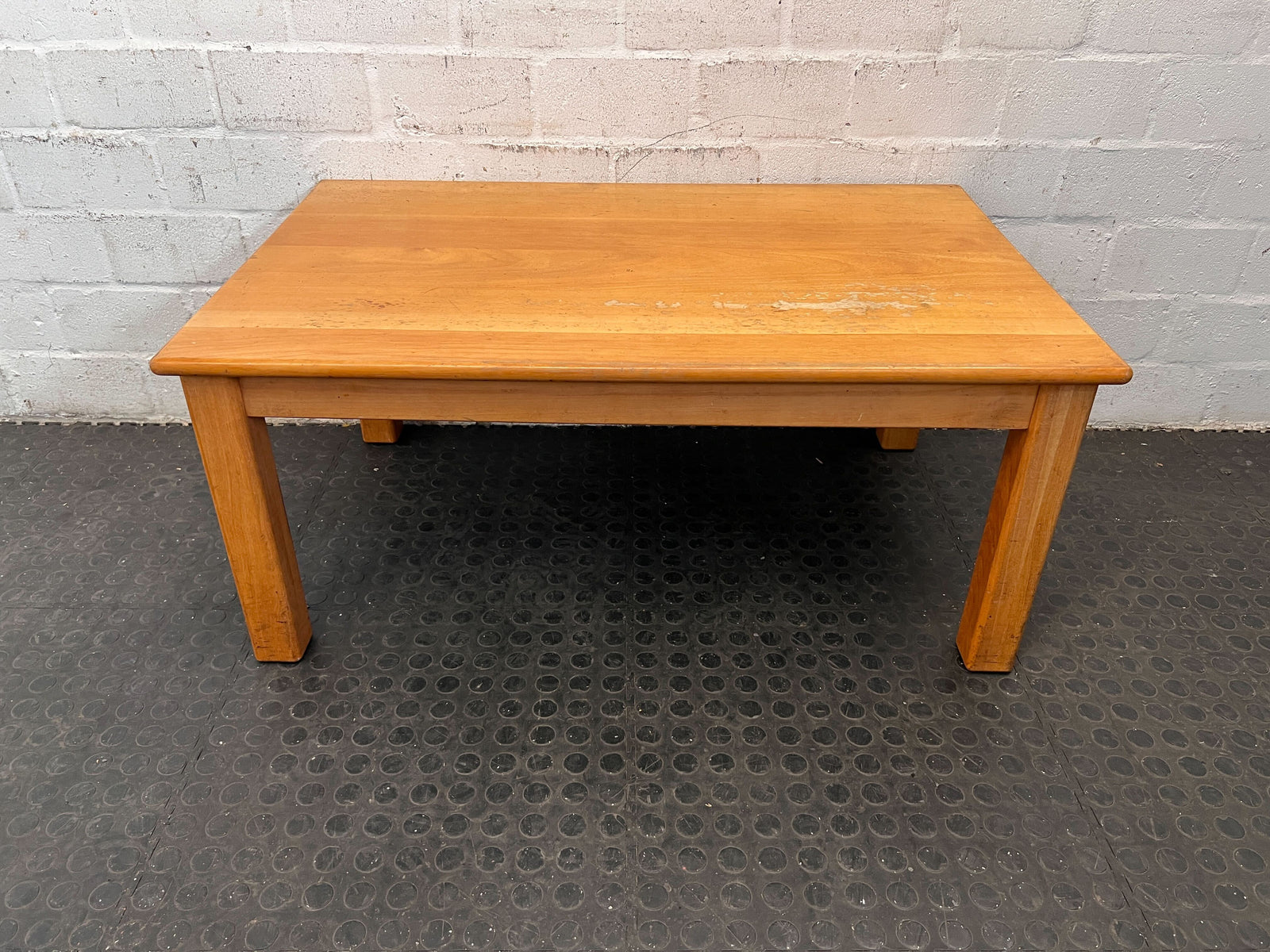 Rustic Solid Wood Coffee Table - Light Brown with Minor Scratches 100 x 63cm