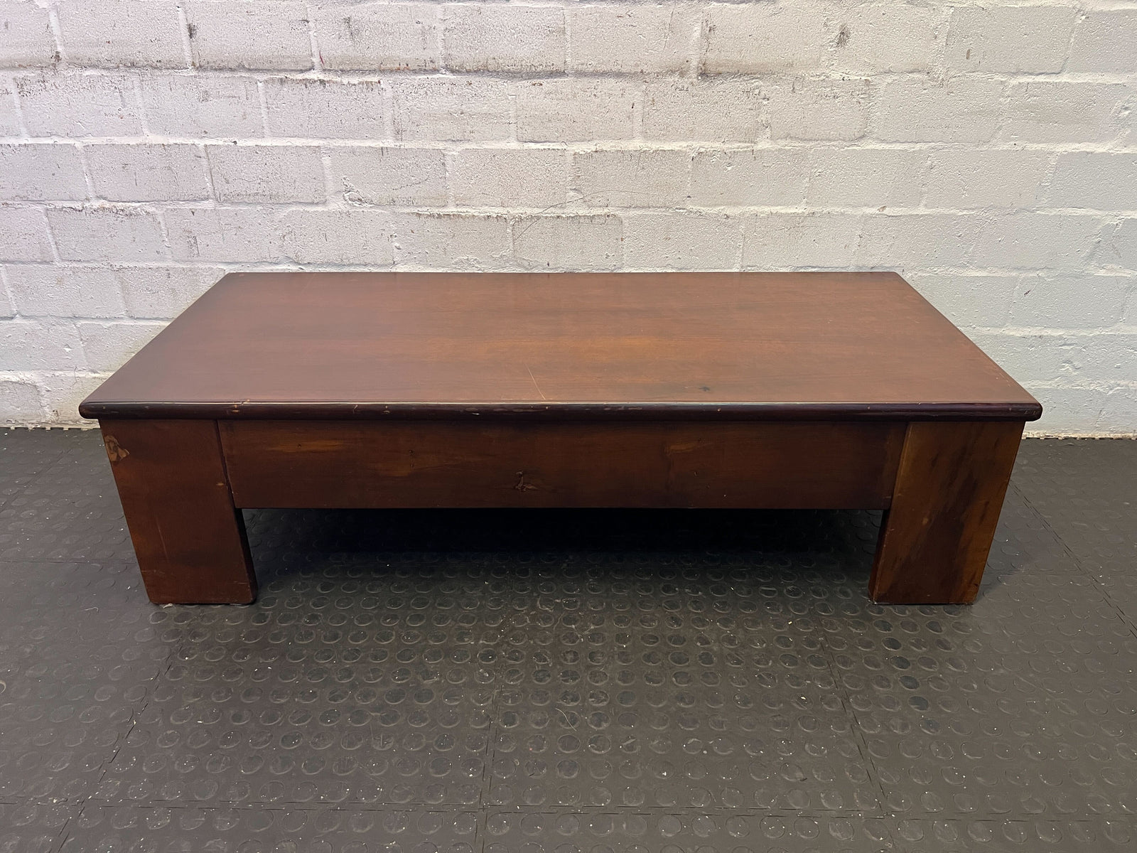 Rustic Solid Wood Coffee Table - Minor Scratches, Dark Brown Finish