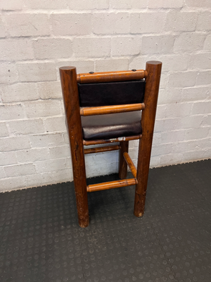Rustic Timber Bar Chair with Padded Faux-Leather Seat - 2ndhandwarehouse.com