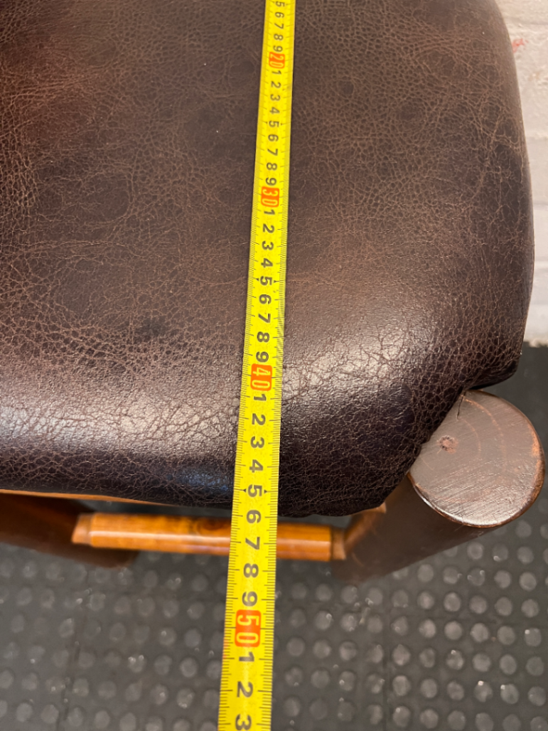 Rustic Timber Bar Chair with Padded Faux-Leather Seat - 2ndhandwarehouse.com