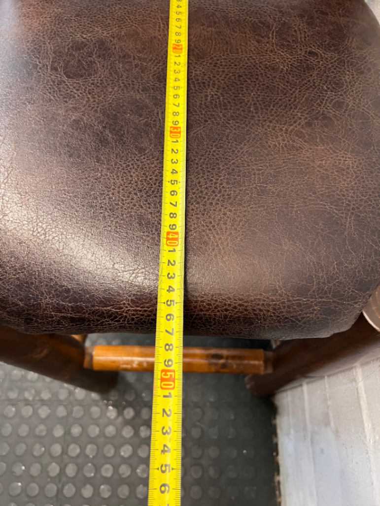 Rustic Timber Bar Chair with Padded Faux-Leather Seat - 2ndhandwarehouse.com