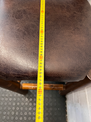 Rustic Timber Bar Chair with Padded Faux-Leather Seat - 2ndhandwarehouse.com