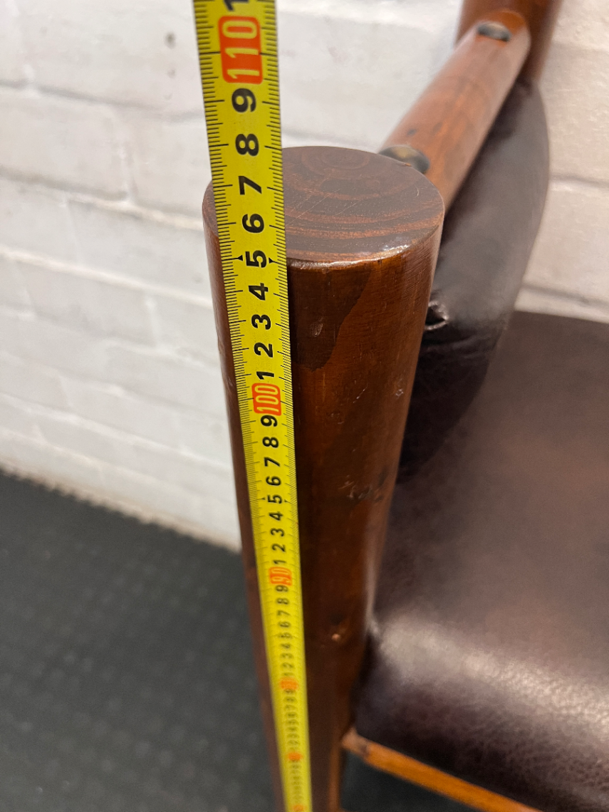 Rustic Timber Bar Chair with Padded Faux-Leather Seat - 2ndhandwarehouse.com