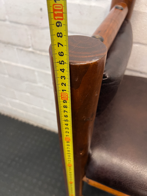 Rustic Timber Bar Chair with Padded Faux-Leather Seat - 2ndhandwarehouse.com