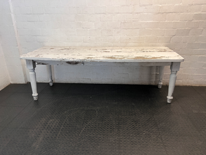 Rustic White Distressed Wooden Dining Table