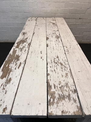 Rustic White Distressed Wooden Dining Table