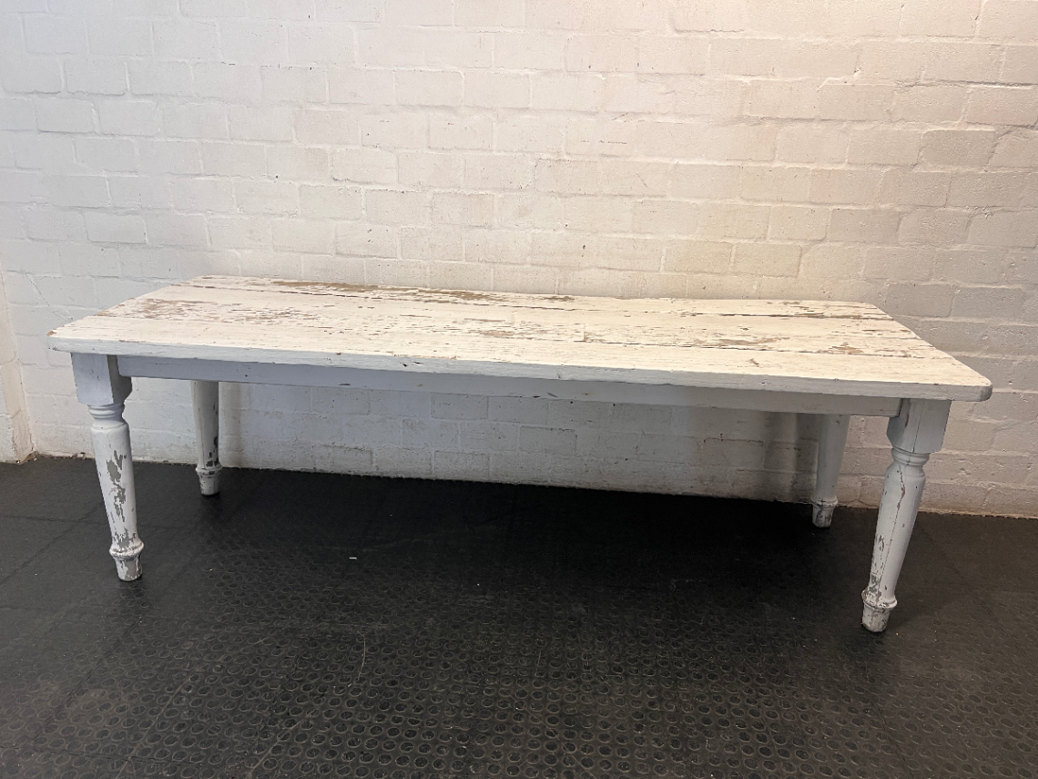 Rustic White Distressed Wooden Dining Table