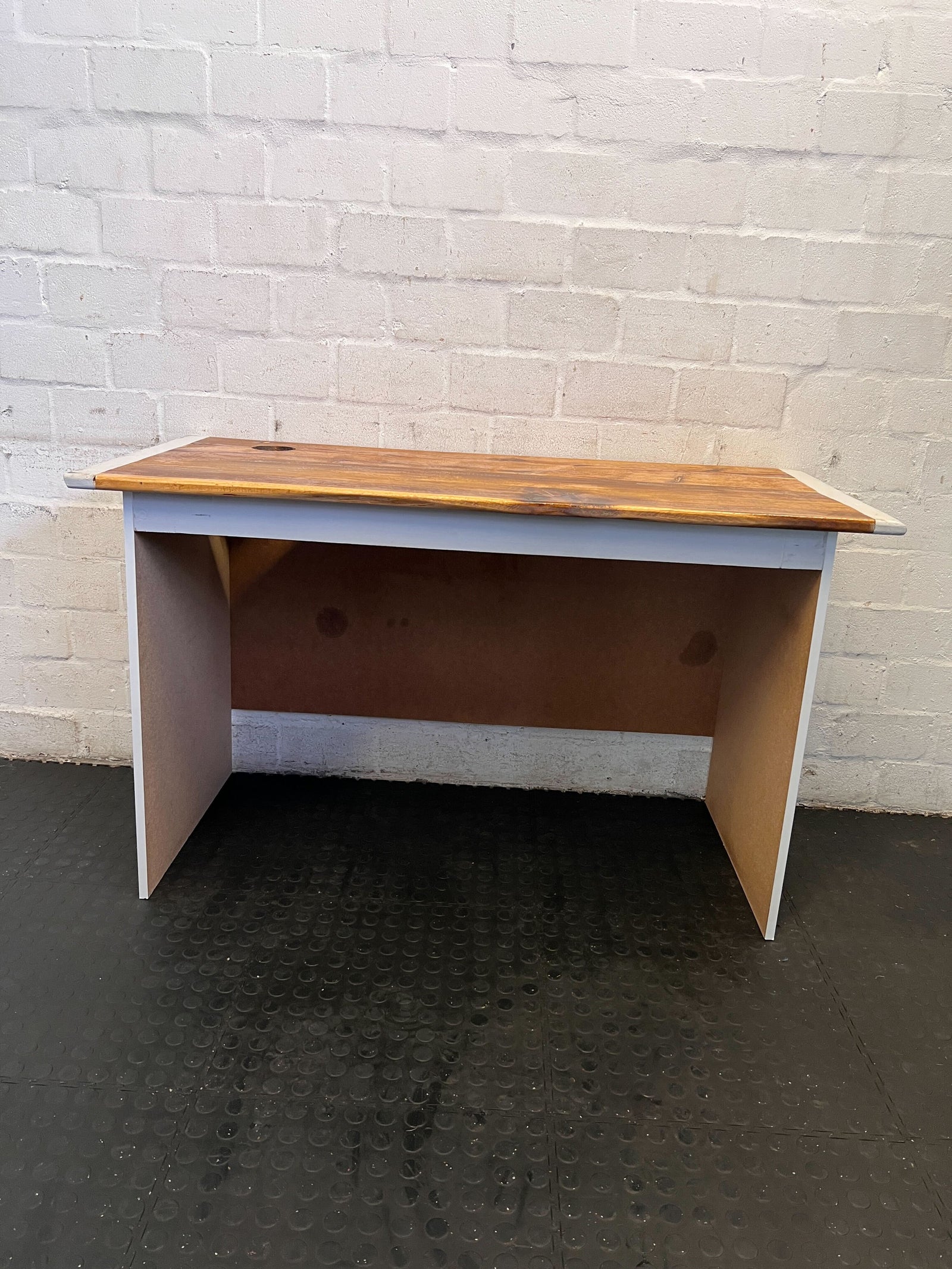 Rustic Wooden Desk with White Base - Minor Scuffs