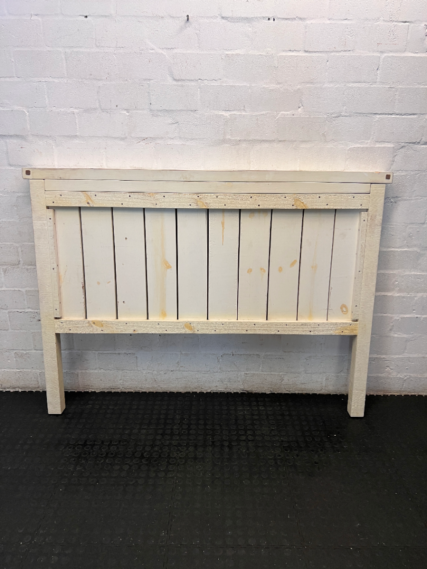 Rustic Wooden Queen Headboard - Minor Chip on Ledge - 2ndhandwarehouse.com