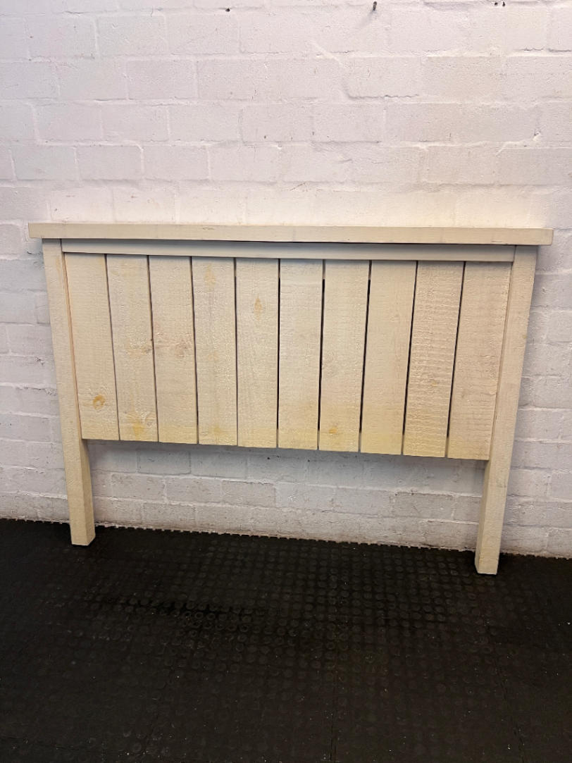 Rustic Wooden Queen Headboard - Minor Chip on Ledge - 2ndhandwarehouse.com