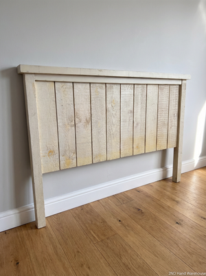 Rustic Wooden Queen Headboard - Minor Chip on Ledge - 2ndhandwarehouse.com