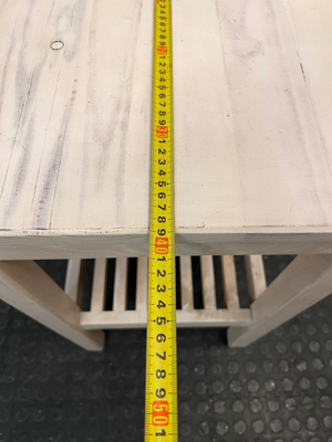 Rustic Wooden Side Table with Slatted Shelf — Good Condition Table