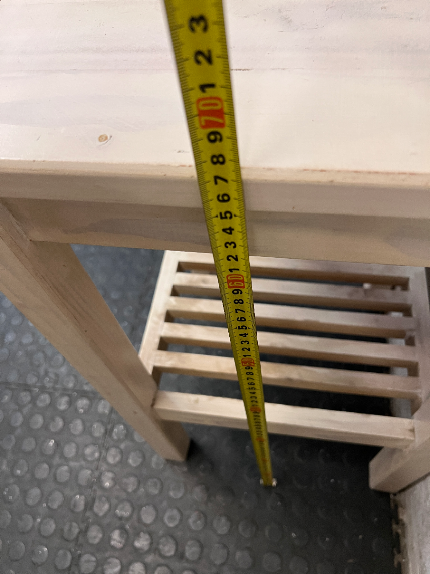 Rustic Wooden Side Table with Slatted Shelf — Good Condition Table