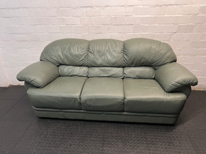 Sage Green 3 Seater Padded Couch — Small Tear on 1-Seater Couch