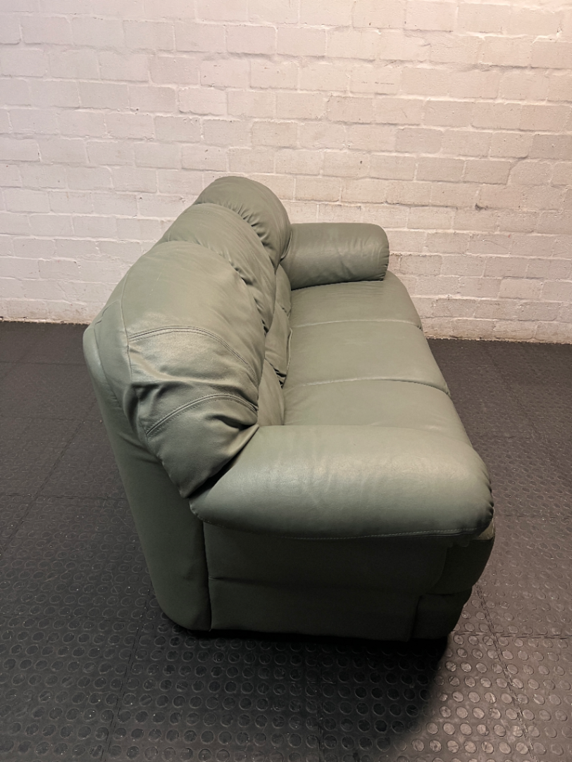 Sage Green 3 Seater Padded Couch — Small Tear on 1-Seater Couch