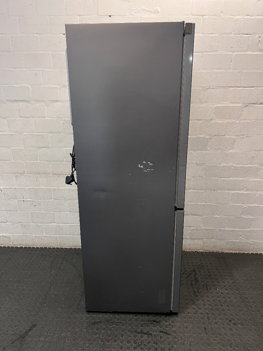 Samsung Silver Bottom Mount Fridge with Water Dispenser — Good Working Order with Adhesive Residue