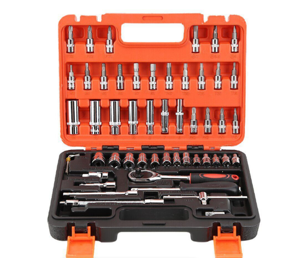 Gently Used 53 Pieces 1/4 Portable Socket Wrench Set - Crv-05