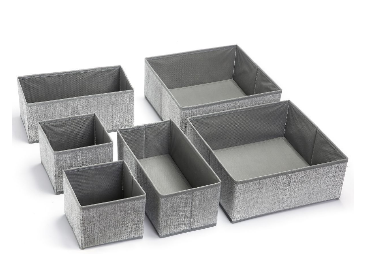 Gogooda Foldable Storage Boxes for Clothes Underwear Cosmetics - Set of 6 - Textured Grey - 4 missing