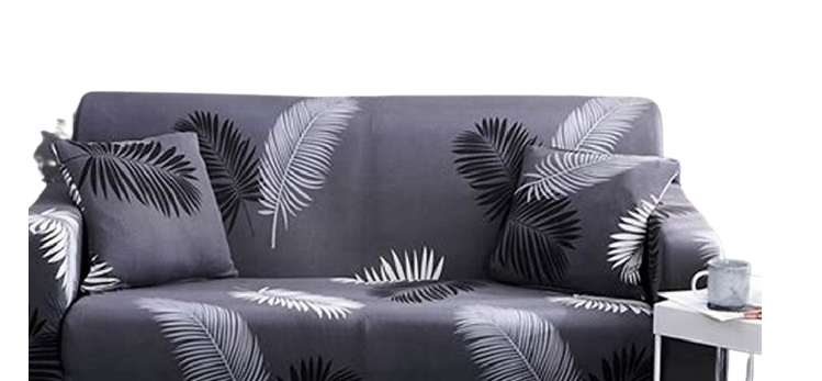Couch Covers Stretch Material - Dark Grey Palm - 140 cm - Dark grey palm - 185 cm