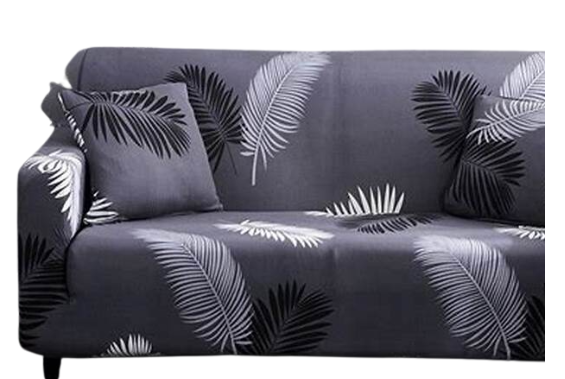 Couch Covers Stretch Material - Dark Grey Palm - 140 cm - Dark grey palm - 185 cm