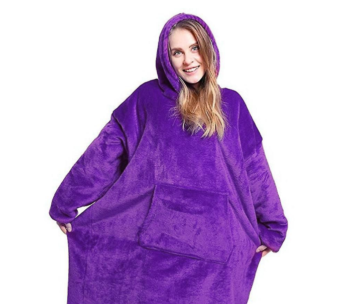Huggle Hoodie - One Size Fits All Ultra Plush Blanket - Purple -
