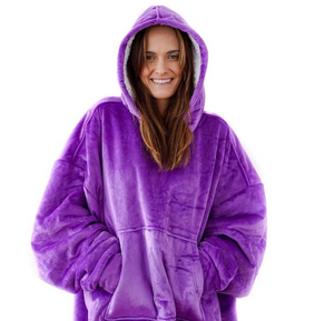 Huggle Hoodie - One Size Fits All Ultra Plush Blanket - Purple -
