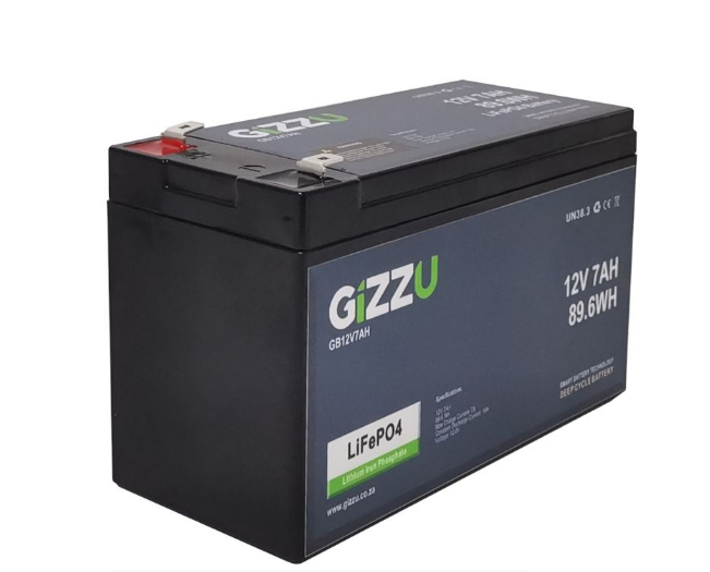 Recoverable Gizzu 12V 7Ah Lithium-Iron Phosphate (LiFePO4) Gate Battery