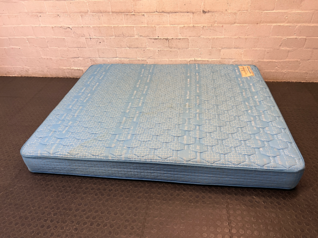 Sealy Posturepedic Imperial Queen Mattress in Blue — Good Condition with Discolouration from Age