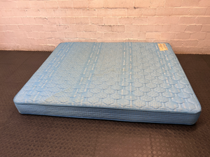 Sealy Posturepedic Imperial Queen Mattress in Blue — Good Condition with Discolouration from Age