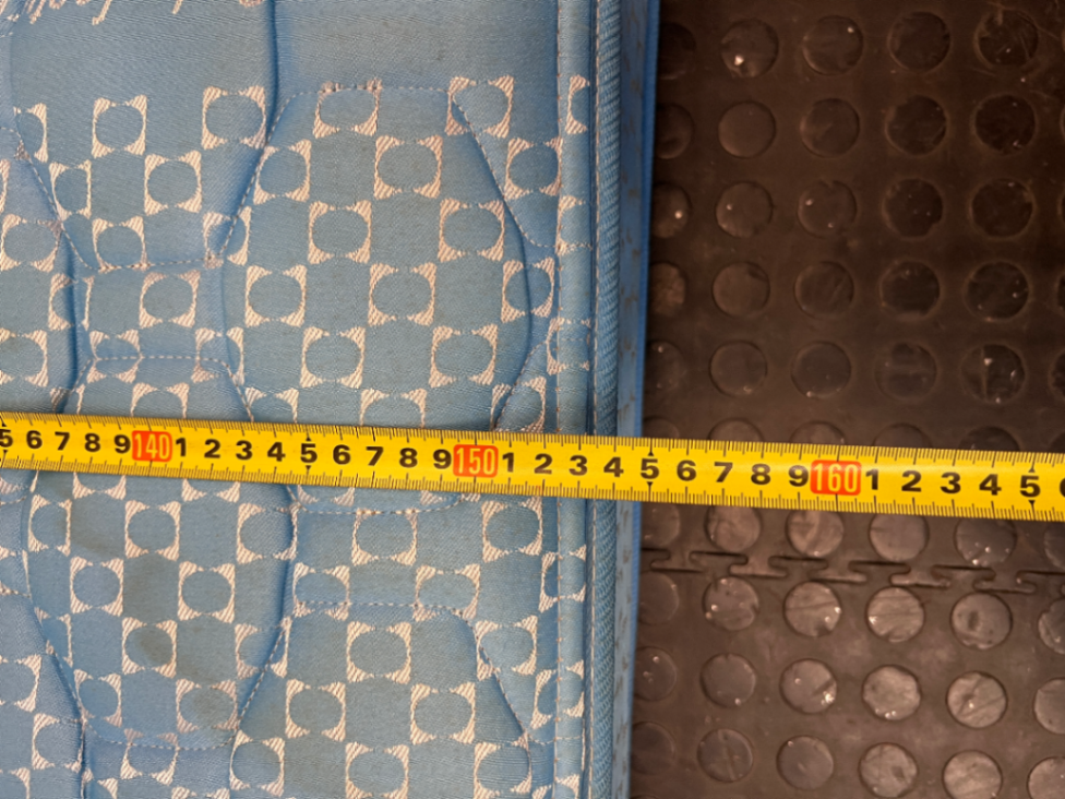 Sealy Posturepedic Imperial Queen Mattress in Blue — Good Condition with Discolouration from Age