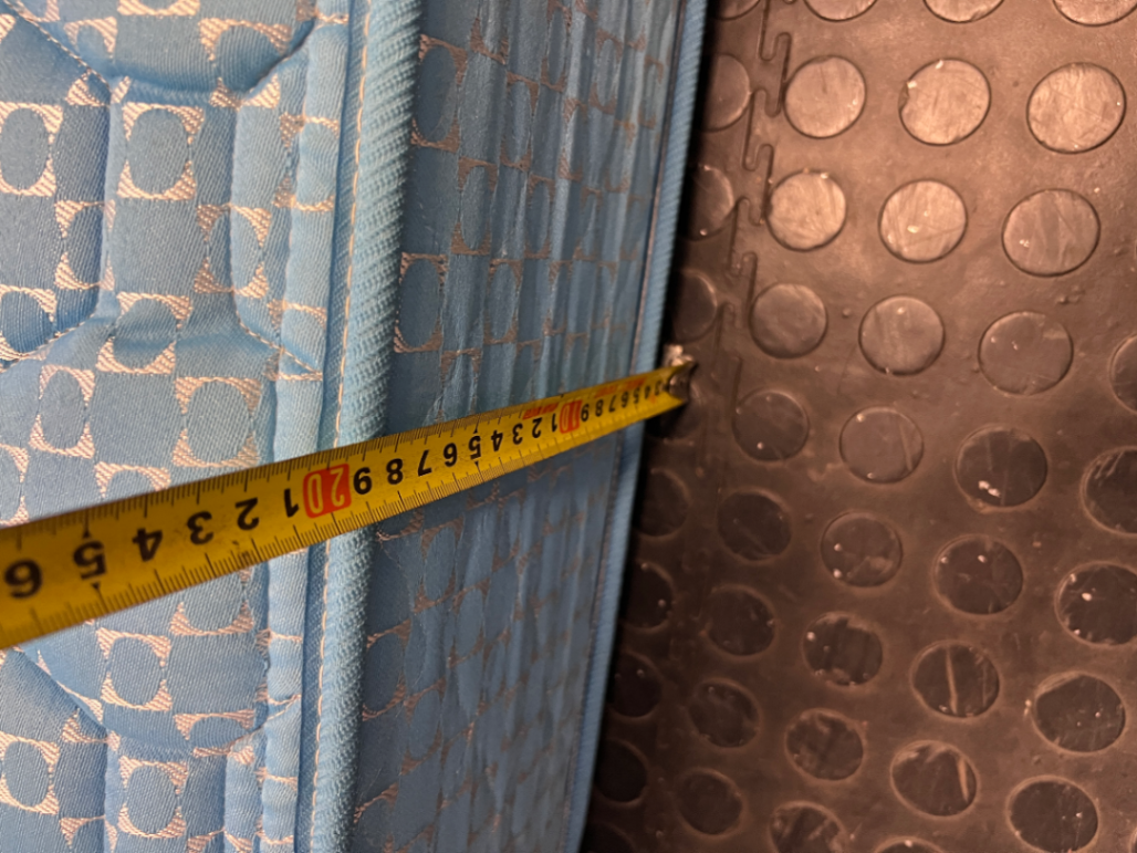 Sealy Posturepedic Imperial Queen Mattress in Blue — Good Condition with Discolouration from Age