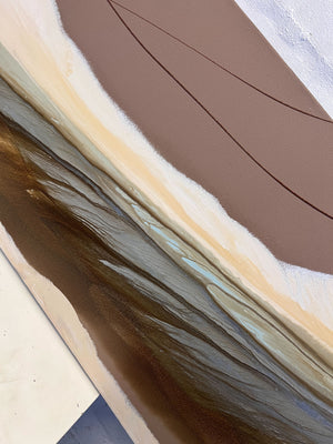 Serene Earth Tones Abstract Canvas Art - 2.8 x 0.7m