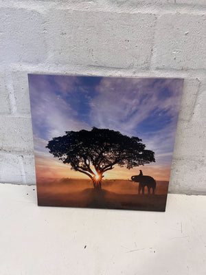 Serene Sunset Elephant & Tree Wall Art - 2ndhandwarehouse.com