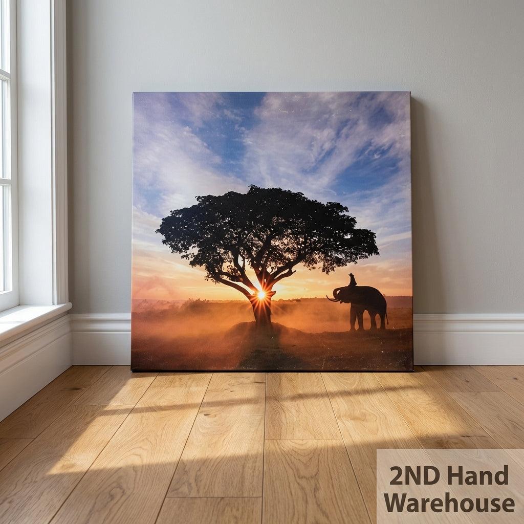 Serene Sunset Elephant & Tree Wall Art - 2ndhandwarehouse.com