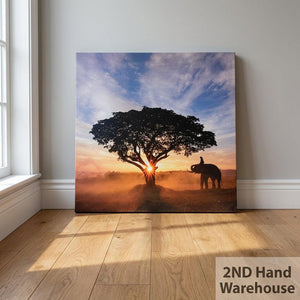 Serene Sunset Elephant & Tree Wall Art - 2ndhandwarehouse.com