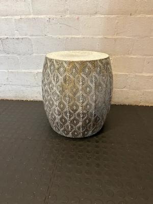 Set of 2 White & Gold Perforated Metal Side Tables - 2ndhandwarehouse.com