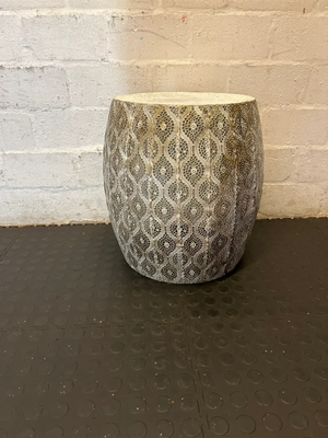 Set of 2 White & Gold Perforated Metal Side Tables - 2ndhandwarehouse.com