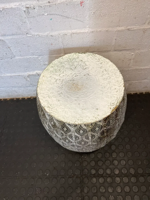 Set of 2 White & Gold Perforated Metal Side Tables - 2ndhandwarehouse.com