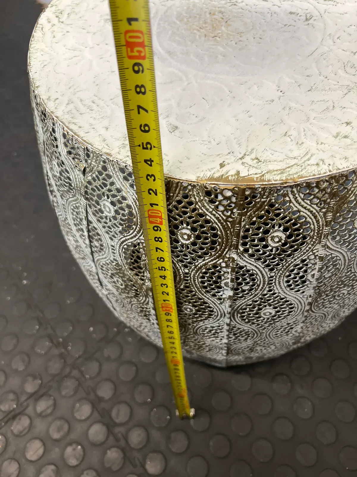 Set of 2 White & Gold Perforated Metal Side Tables - 2ndhandwarehouse.com