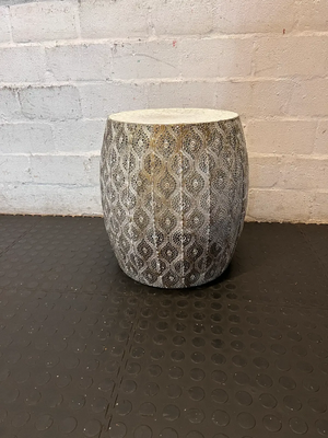 Set of 2 White & Gold Perforated Metal Side Tables - 2ndhandwarehouse.com