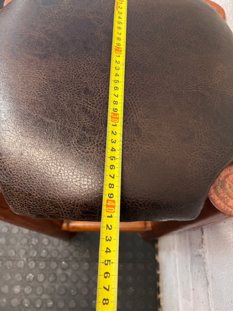 Set of 3 Rustic Log-Style Bar Stools with Brown Padded Seats - 2ndhandwarehouse.com